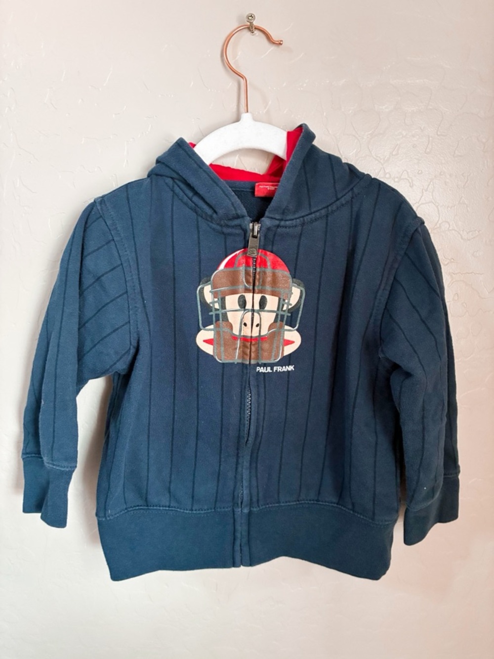 Paul Frank Navy & Red Kids Hoodie with Monkey Helmet Graphic